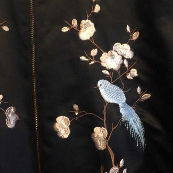 F21 black satin bomber jacket - Picture 2 of 2